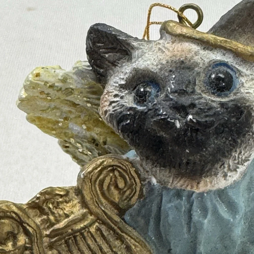 Creations by Carole Cat Angel  with Harp Kitty‎ Christmas Ornament 1994